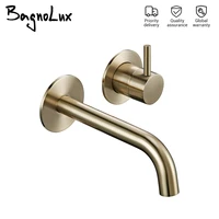 bagnolux brass single holder control double hole brushed gold wall mounted hot and cold water mixed type bathroom basin faucet