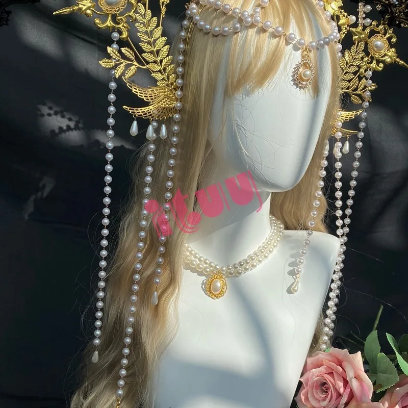 Тиара с жемчугом в стиле барокко аксессуары готическом | Тематическая одежда и