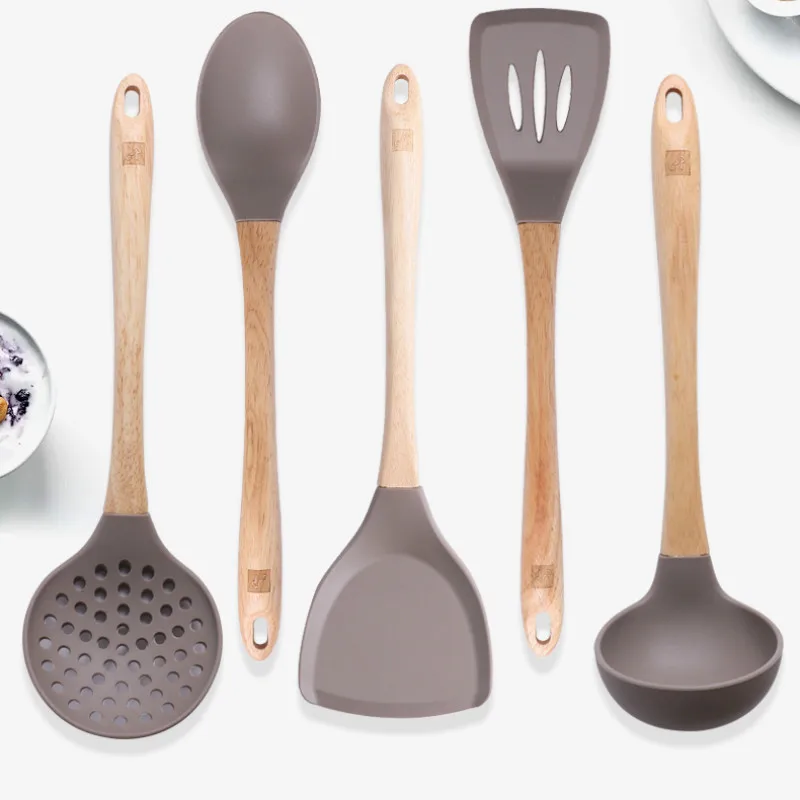 

Silicone Cookware Cooking Tool Sets Heat Resistant Wood Accessories Non Stick Cooking Tool Sets Cozinha Home Kitchen DB60P