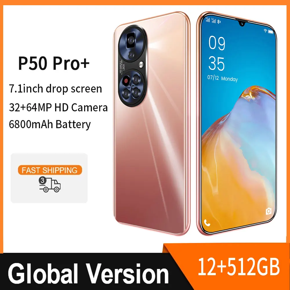 

Global Version Big Screen Smartphone P50 Pro+ 5G Android Mobile Phone Dual Card Dual Standby Super Battery Life Unlocking Phone