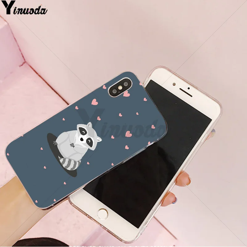 Yinuoda животное енот арт шаблон ТПУ мягкий чехол для мобильного телефона Apple iPhone 8 7 6