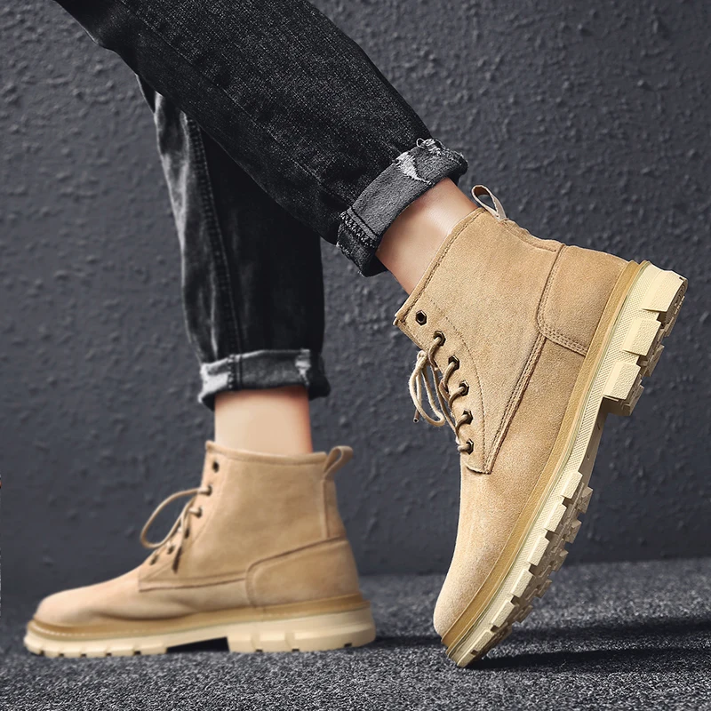 Модная зимняя обувь мужские военные ботинки уличные теплые зимние полуботинки