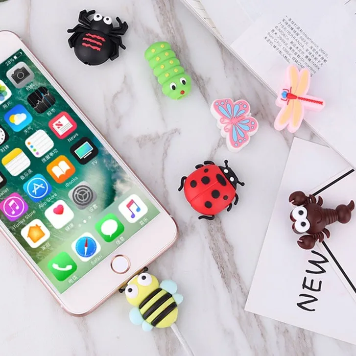 

Cute Bite Cartoon Animal Insect Cable Winder USB Data Line Protector Cord Cover Silicone Decorate Smartphone Accessories