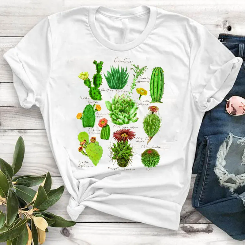 

Women Tee Top Graphic Women Clothing Print T Shirt Female Tshirt Camisas Mujer Tees T-shirt Flower Plant Summer