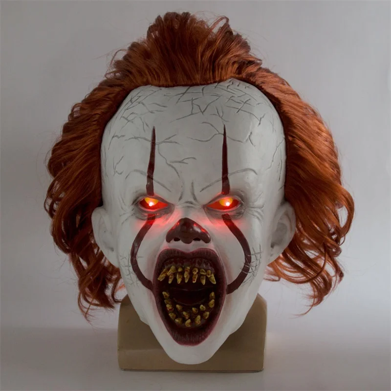 LED Lights Pennywise Mask It Chapter Two Scary Clown Cosplay Halloween Latex Masks | &amp Eyewear