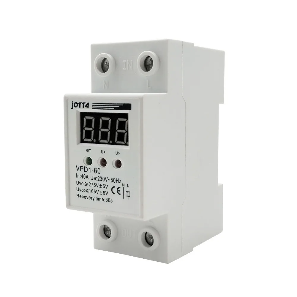 40A 220V автоматическое переподключение от перенапряжения и защиты от перенапряжения защитное устройство реле с вольтметром монитор напряжения