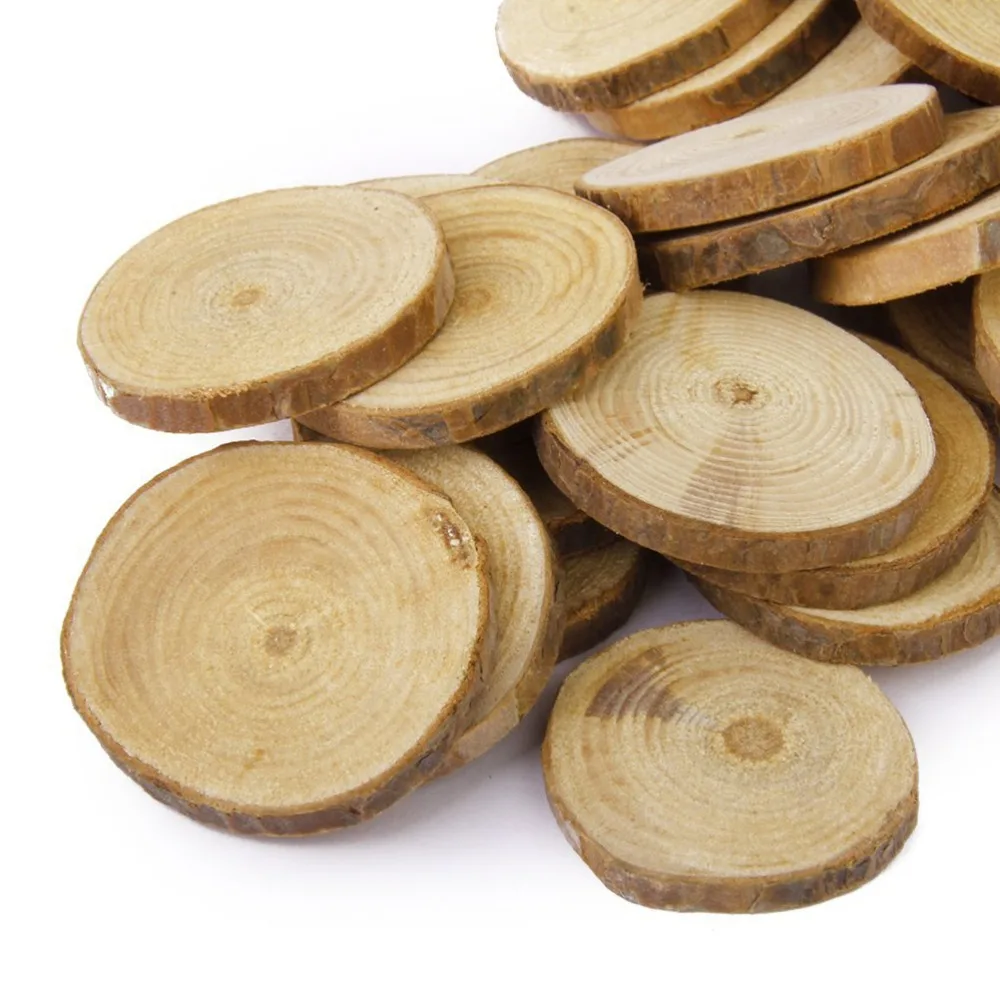 

50pcs 3-4CM Wood Log Slices Discs DIY Crafts Wedding Centerpieces Nature Pine Wood Tree Rings Decoration Wooden Pile Ornaments