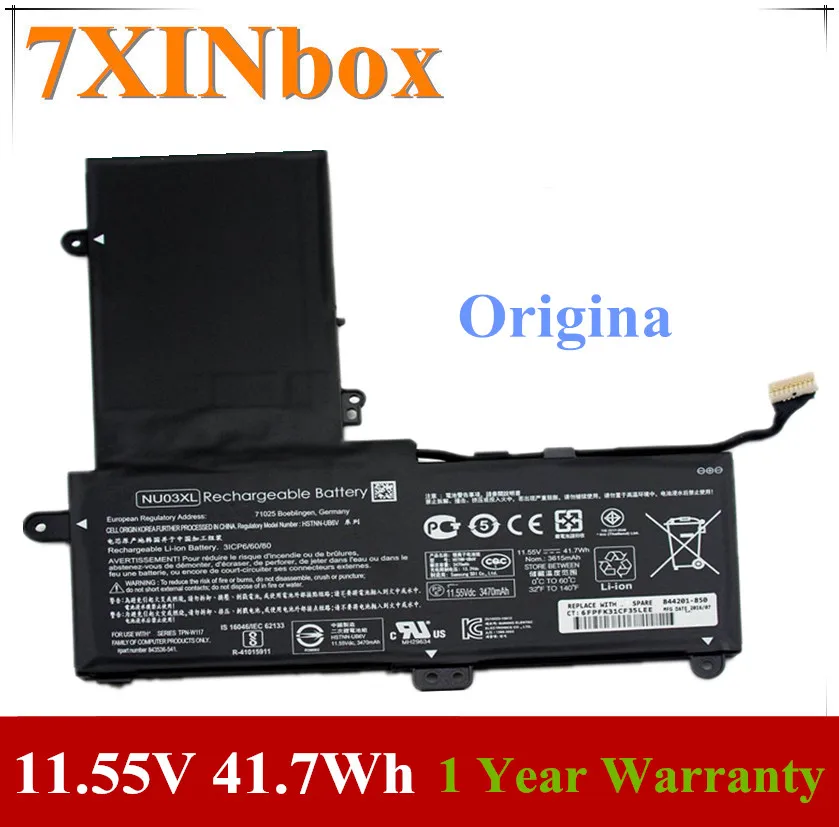 7XINbox 11,55 V 41.7Wh NU03XL ноутбук Батарея для hp Pavilion x360 HSTNN-UB6V 843536-541 844201-850 844201-855 TPN-C128