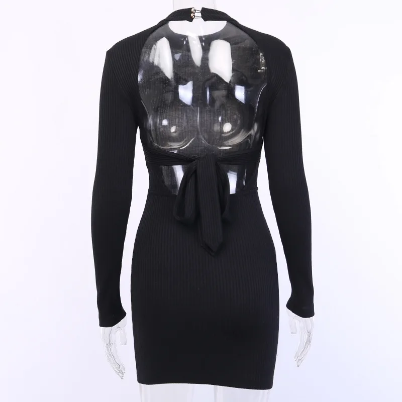 Сексуальное трикотажное платье свитер Женская осенне зимняя одежда Империя с