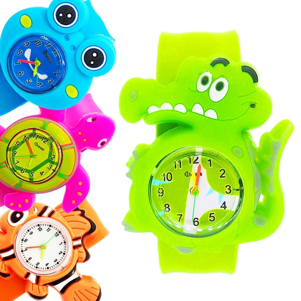 

Silicone Strap Slapping Wrist Toy Children Watch for Kids Toddler Learning Time Sports Watches Cartoon Fish Frog Watch Baby Gift
