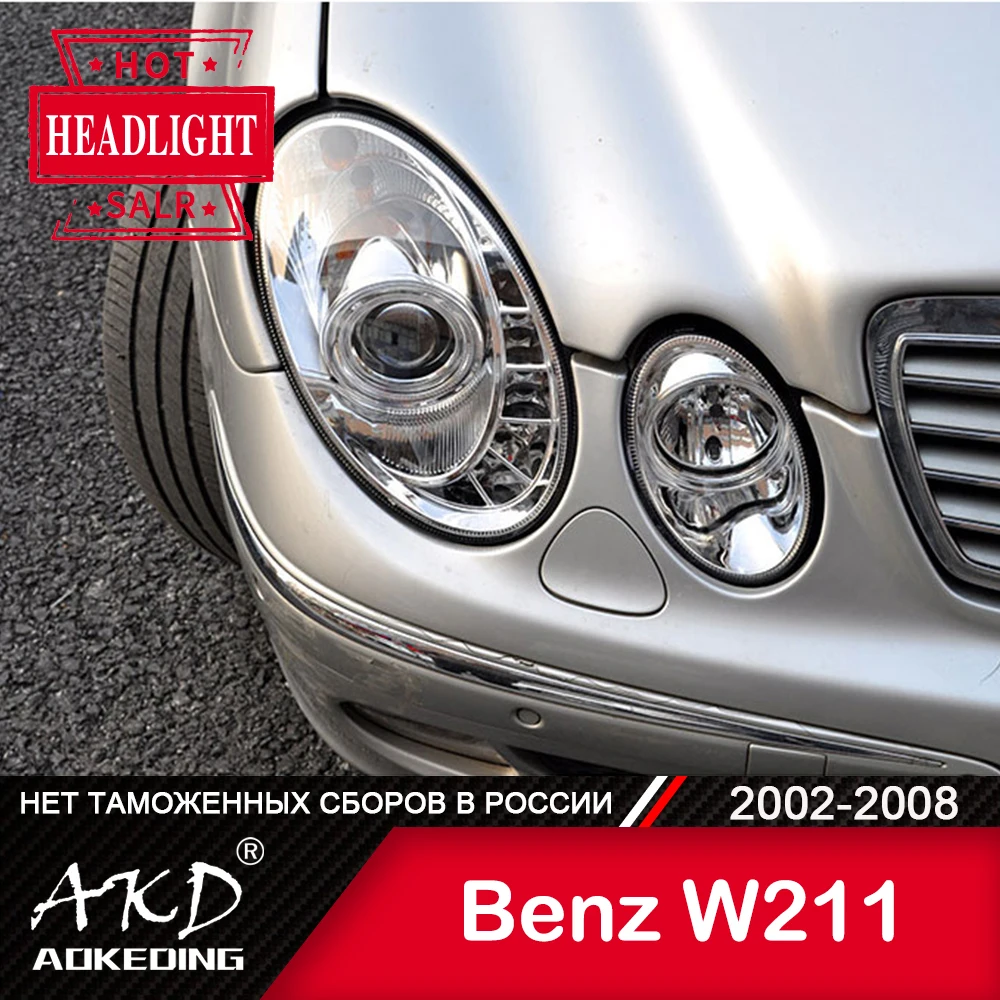 

Автомобильная фара Benz W211 2002-2008, автомобильные аксессуары, противотуманные фары, дневные ходосветильник огни, DRL H7, светодиодная Биксенонова...