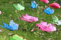50pcs double layer plunger butterfly 3d stereo simulation outdoor garden decoration party layout animals bird insert to land