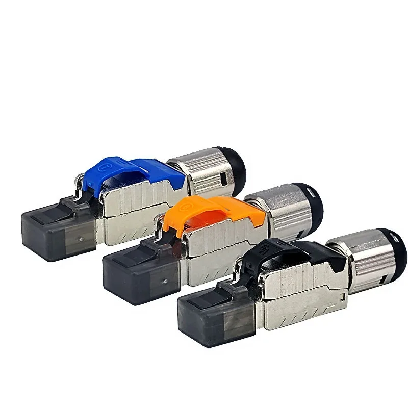 

Cat 6A Cat 7 Cat 8 RJ45 Connectors Tool Free Easy Jack Shielding RJ45 Metal Die-Cast Field Termination Plug Cat 7 Cat 8 22-24AWG