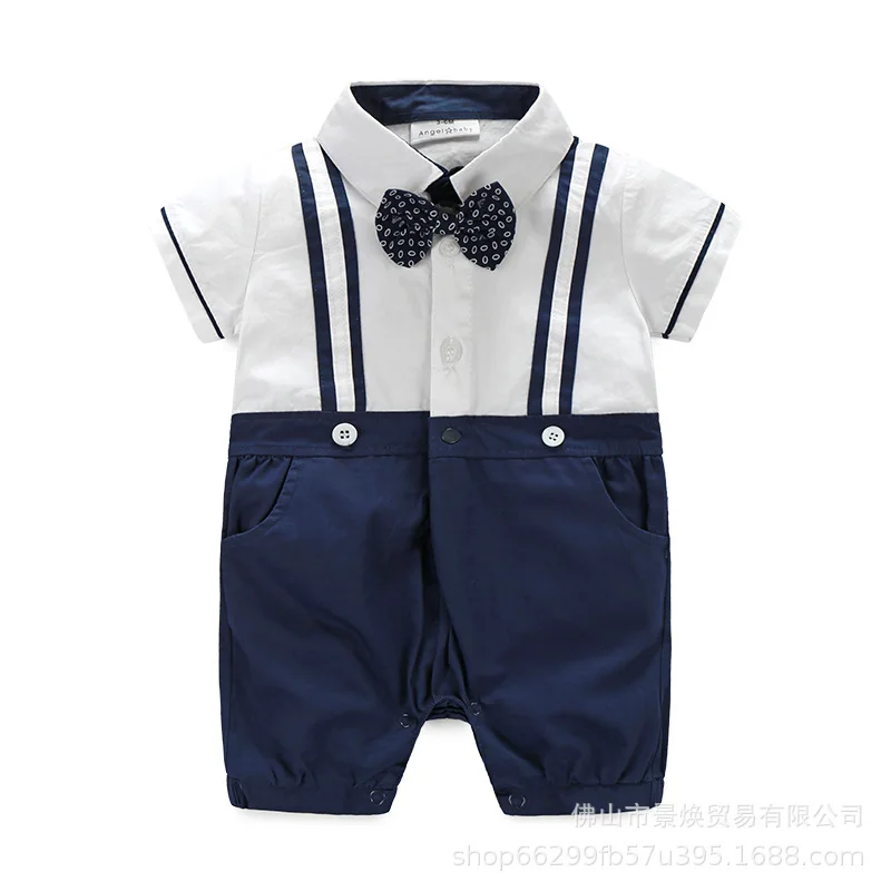 Одежда для малышей Летние Короткие хлопковые ползунки мальчиков Модный дизайн