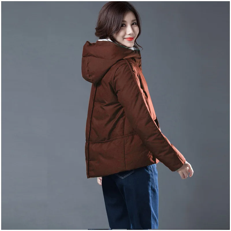 2019 зимняя новая стильная куртка на белом утином пуху короткая модная стройнящая