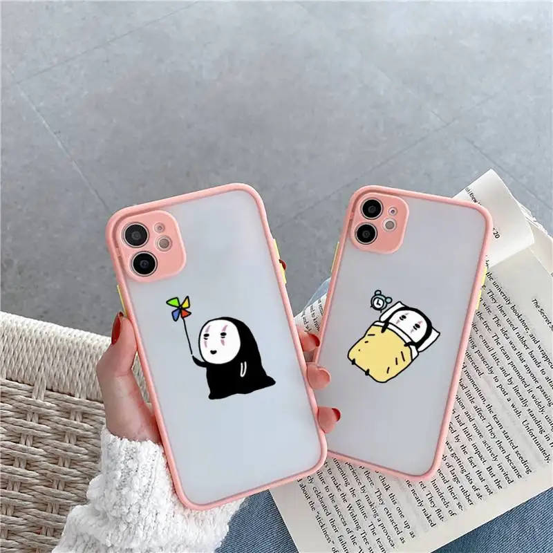 

Cartoon Faceless man Spirited Away Phone Case Matte Transparent for iPhone 7 8 11 12 s mini pro X XS XR MAX Plus cover funda
