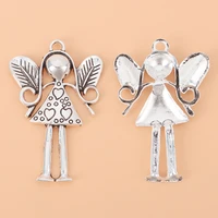 10pcslot large guardian angel girl silver color charms pendants for necklace key chains jewelry making accessories