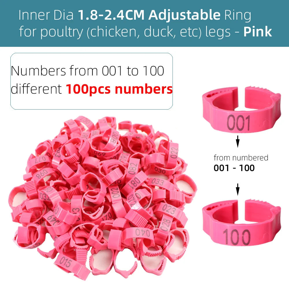 100-1000PCS Adjustable Chichken Bird Leg Rings 001-100 Numbered Identification Bands Poultry Foot Label for Pigeon Chicks Animal | Дом и сад
