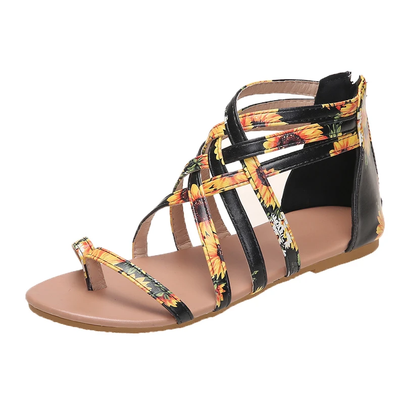 

Summer Flower Sandals Women's Sandals Flat Sandals Bohemian Open Toe Summer Beach Sandals Roman Shoes sandalias de las mujeres