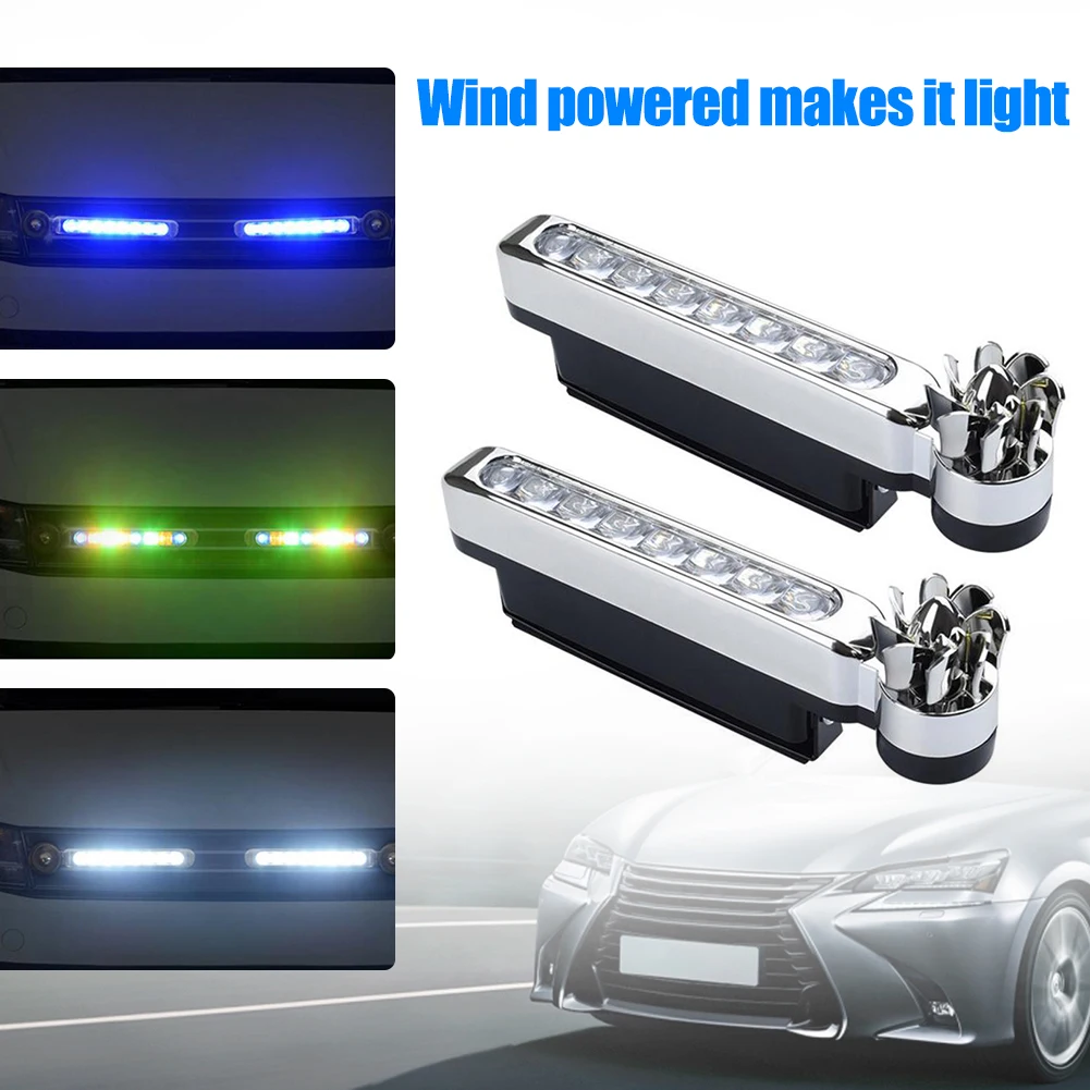 Wind Energy LED Car Daytime Running Lights Good Visual Creating Atmospheric Effect No Need External Power Supply 2x