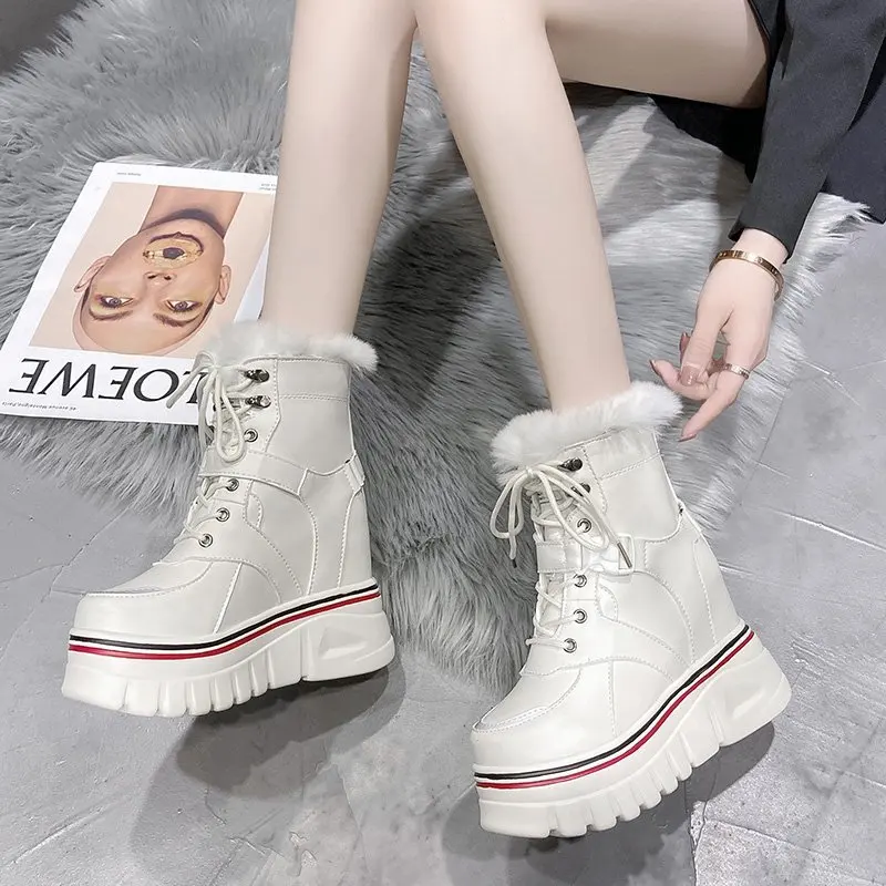 

Autumn Winter Thick-soled Women's Boots Platform Bottom Women's New Punk Boots Plus Velvet Snow Boots Women's Shoes