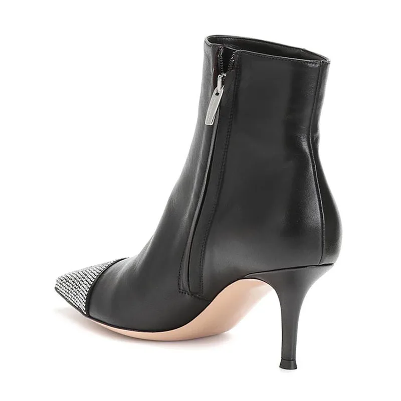 Kmeioo/Модные ботильоны женские демисезонные полусапожки на молнии тонком каблуке