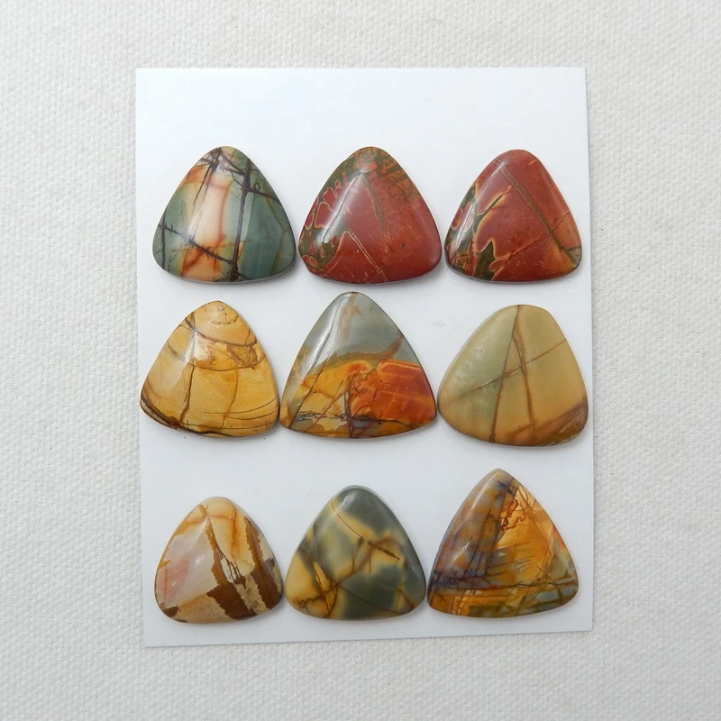 Натуральный камень 9 шт. треугольник разноцветный Пикассо яшма кабошон 22x23x5 мм 38 г