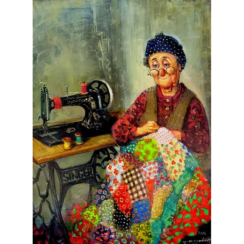 

DIY картина по номерам мультфильм бабушка картина маслом Раскраска по номерам Wall Art Холст Картина Ручная роспись украшение дома 40x50CM