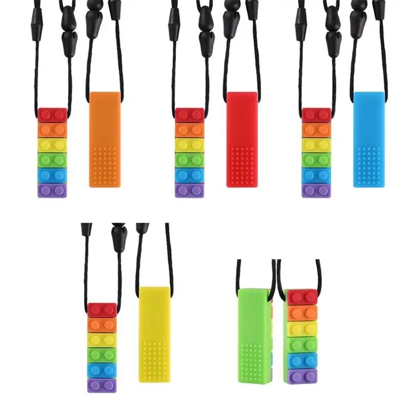 1Pc sensorial Collar para morder de Chewy ni&ntilde;os de silicona morder l&aacute;piz Topper juguete mordedor de silicona mordedor para ni&ntilde;os con autismo-2