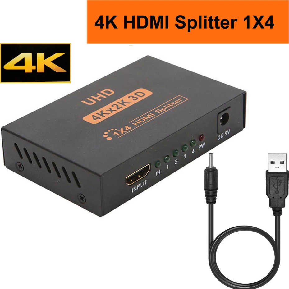 HDMI сплиттер 4K 4 порта 1X4 Переключатель концентратор 1080P 1 в 2 выход для STB PS4 DVD |