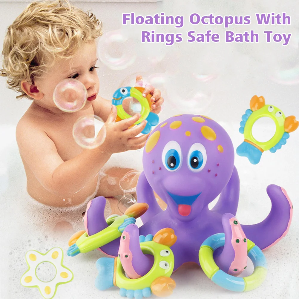 

Home Pool Accessories Crab Fish Interactive Water Game Funny Bath Toy For Kids Bathtub With Rings Floating Octopus Safe Summer