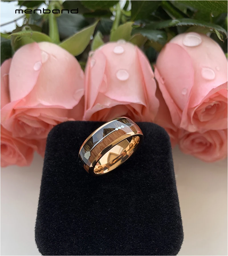 Мужское и женское кольцо из карбида вольфрама розовое золото обручальное 2