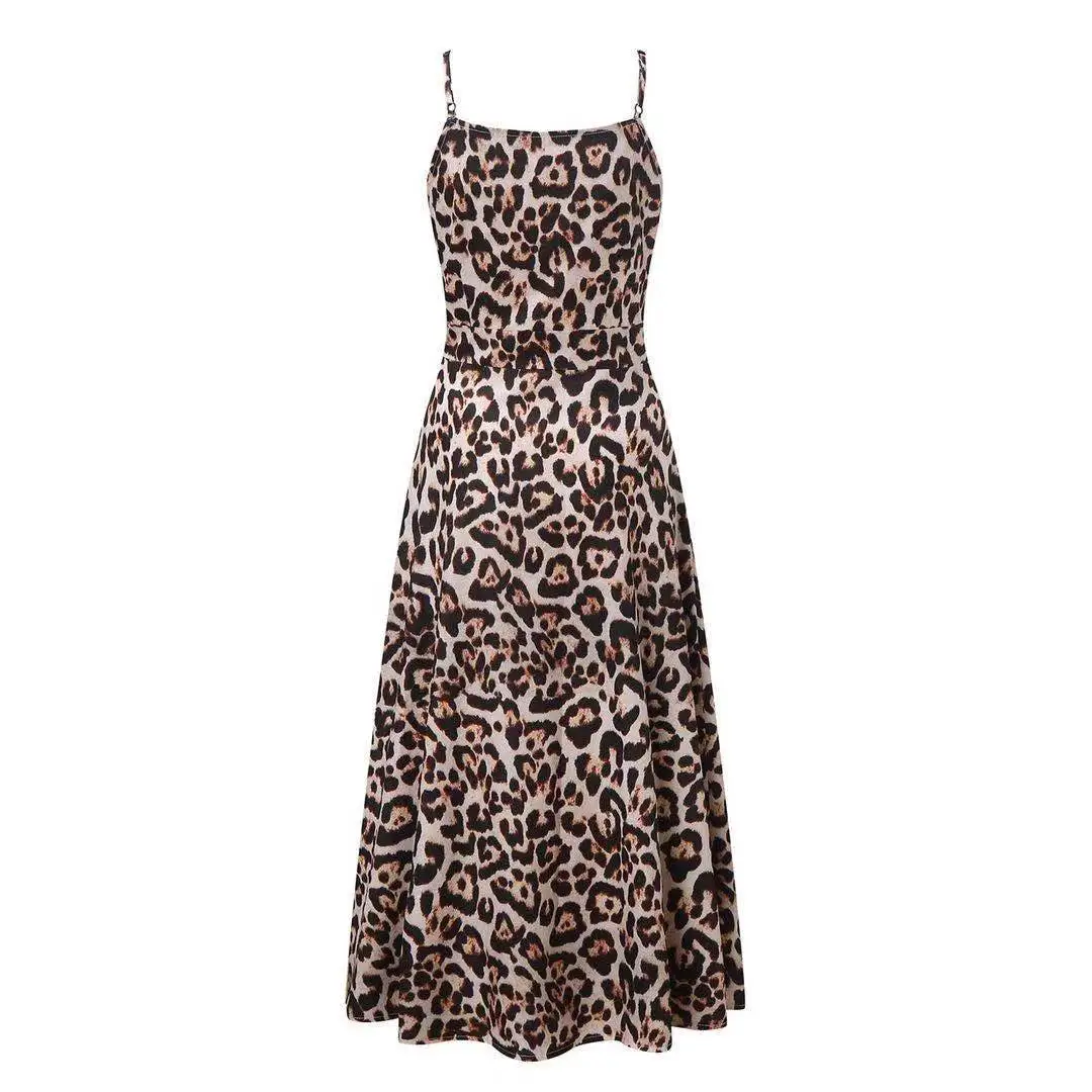 

Europe and the United States 2021 new V-neck lace-up waist full of flowers printed sling dress long skirt women