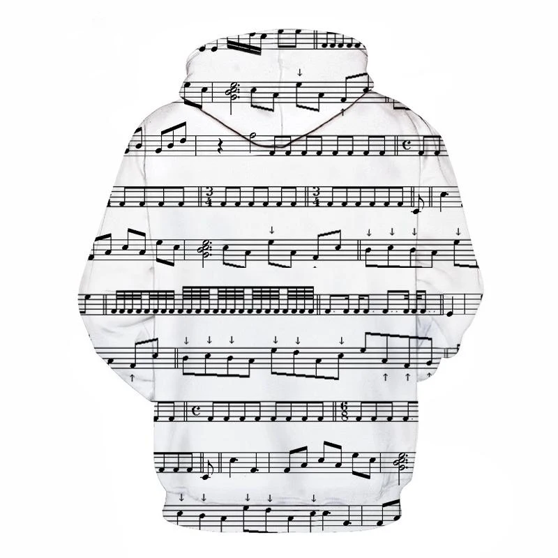 

2021 new product bouncing black and white notes HOODIE 3D hoodie sweatshirt pullover autumn sportswear winter loose thin hoodie