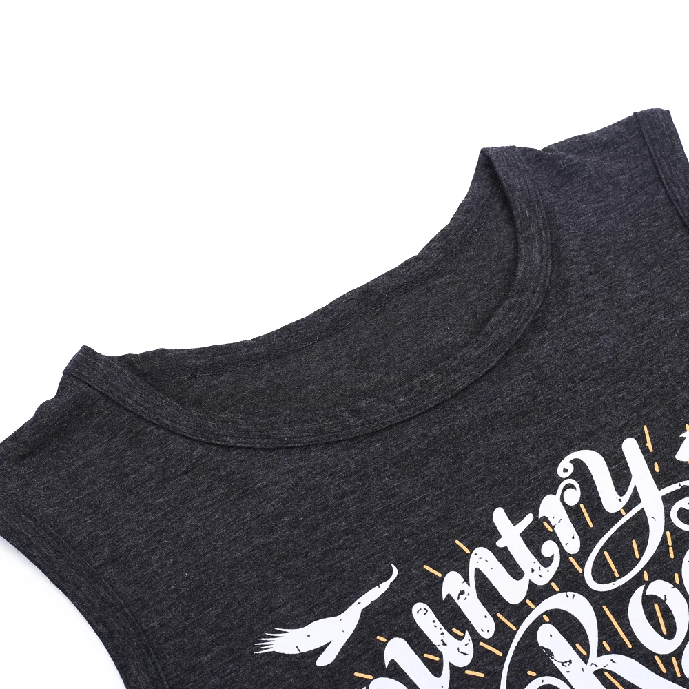 

Country Roads Take Me Home Tank Summer Letter Printed Tee Women Sleeveless Top Fashion Deepgray Tank Tops Female Camis Basic Tee