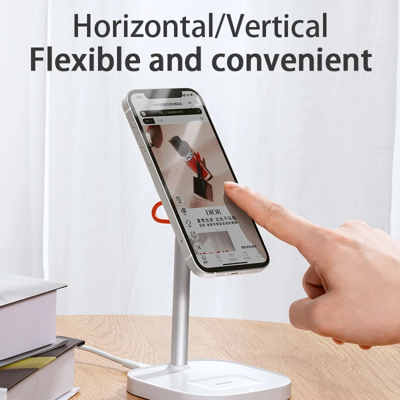 mcdodo 2 in 1 desktop magnetic wireless charger for iphone 12 pro max air pods headset phone stand 15w qi fast charging holder free global shipping