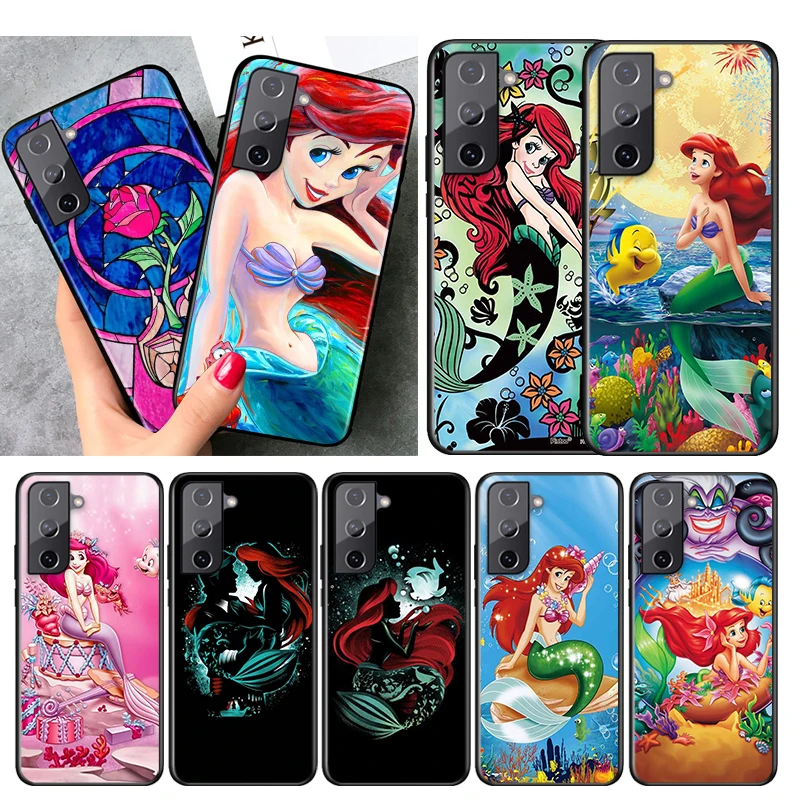 

The Little Mermaid For Samsung Galaxy S21 S20 FE S22 Ultra Pro Lite S10 5G S10E S9 S8 S7 S6 Edge Plus Black Phone Case