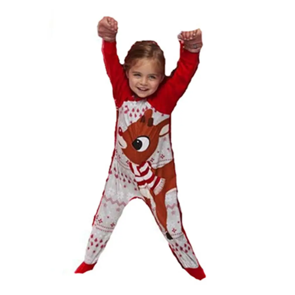 

Рождественский пижамный комплект, цельный комбинезон на молнии спереди с капюшоном в виде рогов для семьи, комплекты для семьи, Семейный ко...