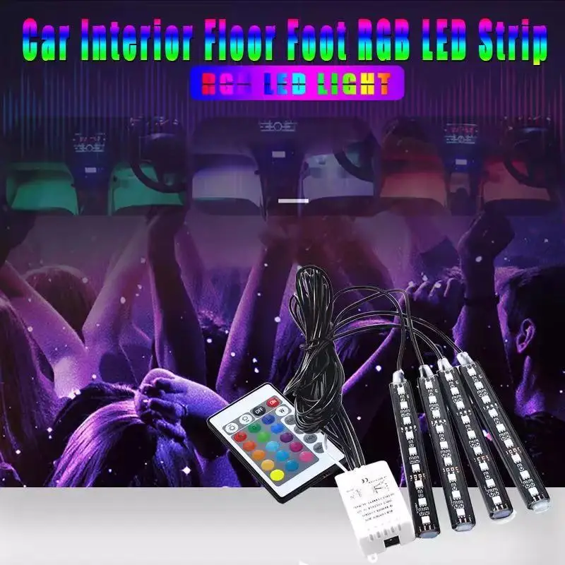 4 шт. автомобиль RGB светодиодный ноги атмосферу лампы светодиодные полосы света