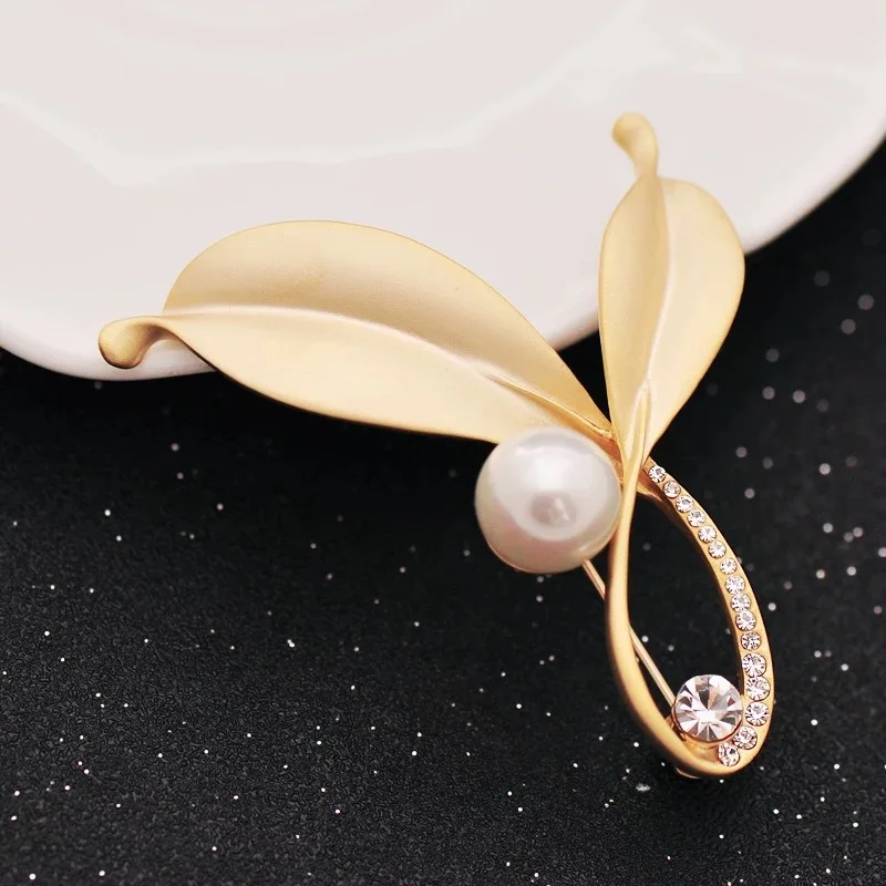 Корейская мода новинка жемчужные листья брошь ювелирное изделие отворот значок