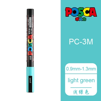 Light green 1 шт. UNI маркер PC-3M(POSCA) поп-плакат реклама водостойкий офис Студенческая живопись аниме ручная роспись - Цвет: Light green