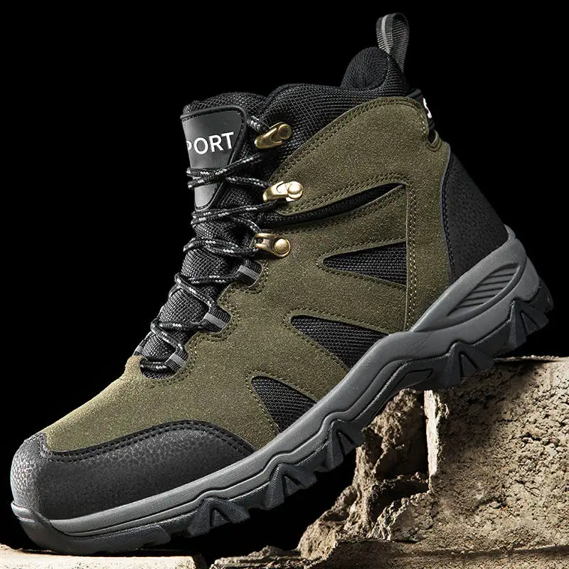 Gomear High top Hiking Shoes Men Durable Waterproof Anti-slip Outdoor Climbing Trekking Shoes Men 2021 Military tactical Boots