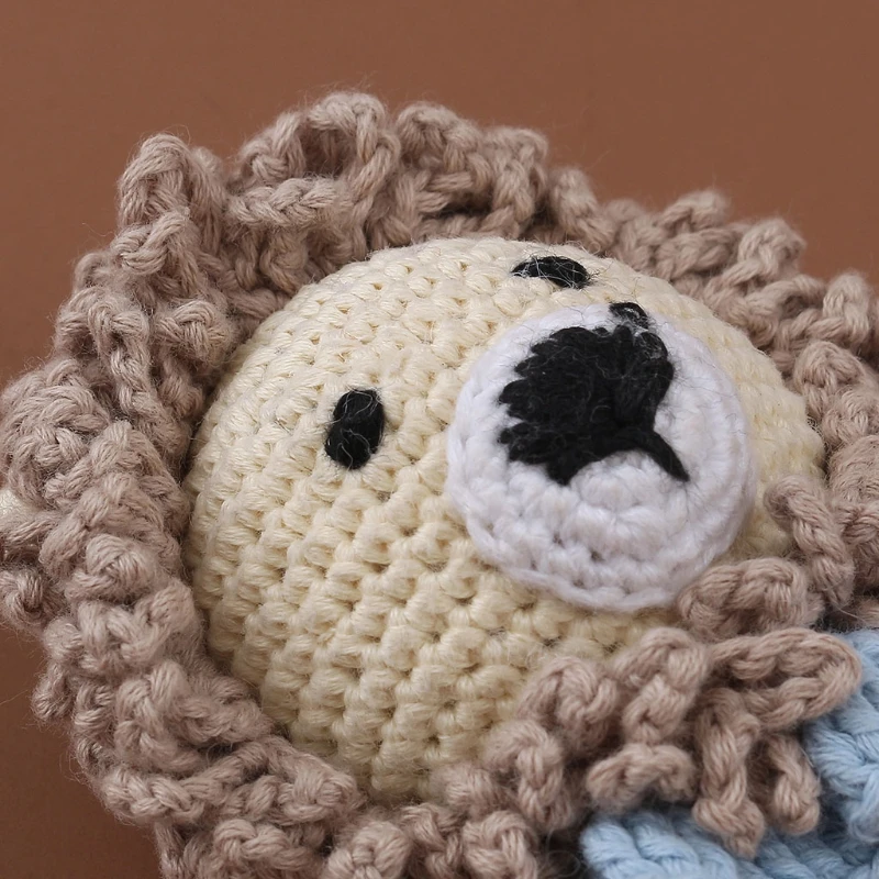 

Baby Wooden Teether Ring DIY Crochet Animal Rattle Infant Teething Nursing Soother Molar Toys for Newborn