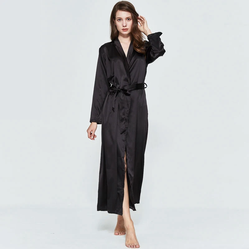 

Sexy Extra Long Robe Kimono Bath Gown Women Silky Satin Women's Lengthened Casual Sleepwear Nightgown Long Bathrobe Homewear