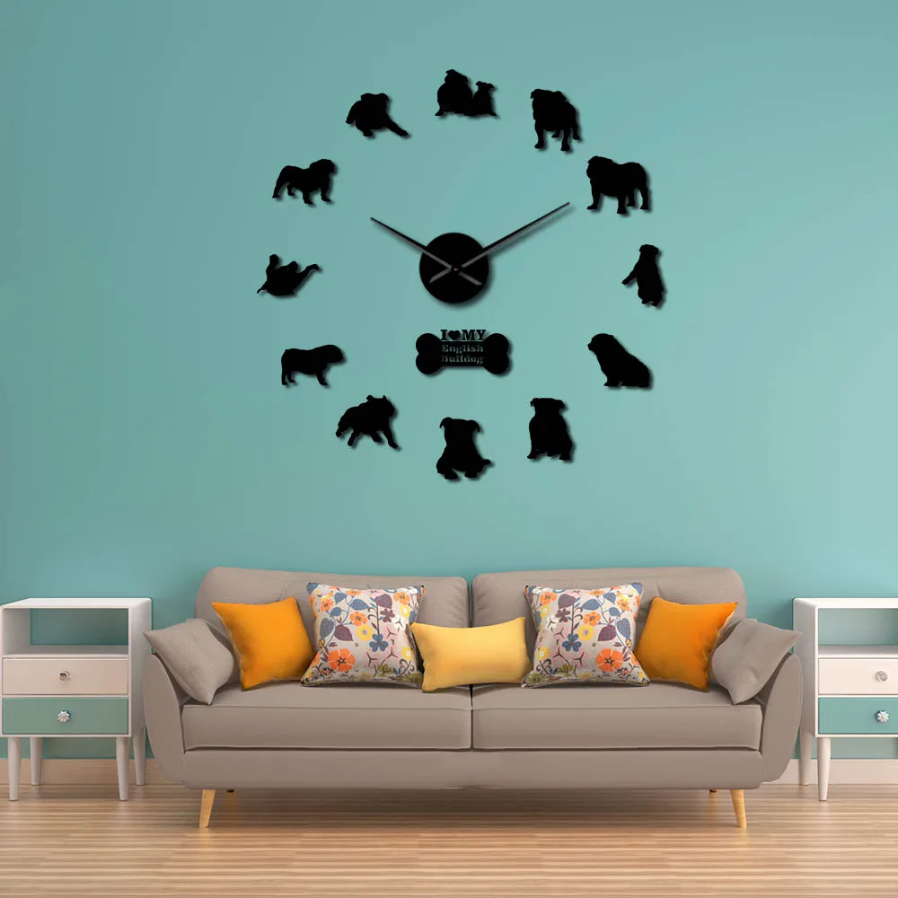 3d-часы с изображением английского бульдога современные настенные часы сделай