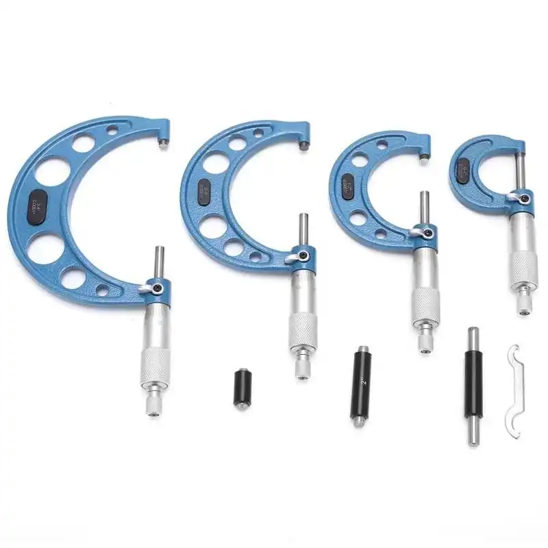 

Микрометры, 4 шт., микрометр с калибровочными стандартами и гаечным ключом для дома, для стальной мельницы, для завода по техническому обслуж...