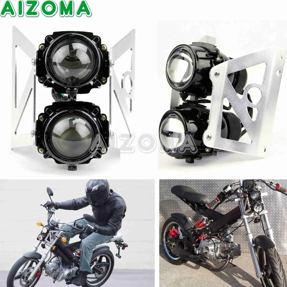 Передний фонарь для скутера и мотоцикла двойной прожектор с кронштейном Kawasaki Honda