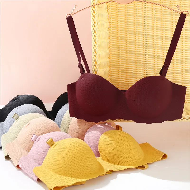 

A B cup 1/2 Cup Women Sexy Bras Soft and Breathable Candy Color Girl's Underwear Fashion Female Wireless Brassiere Small Brass