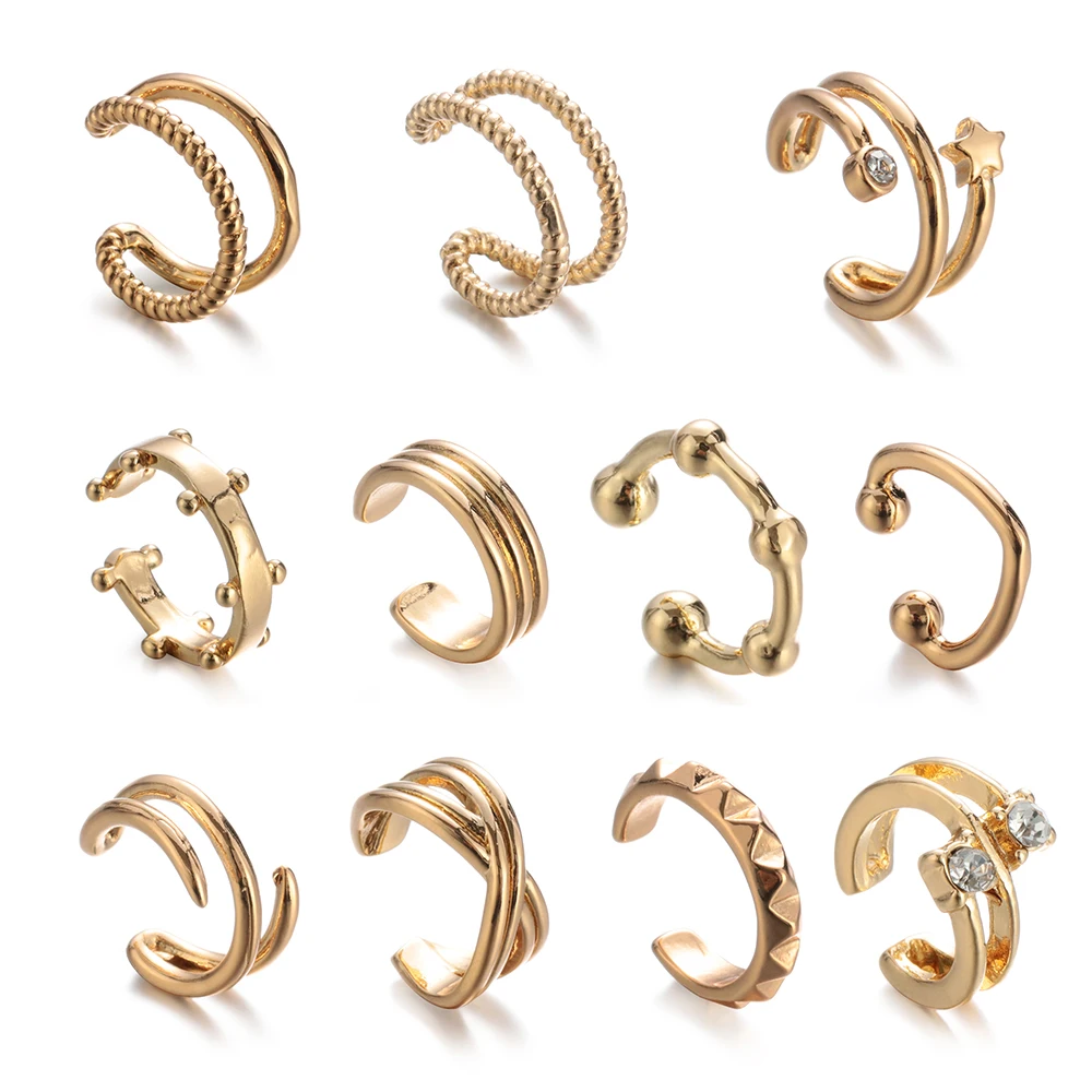1/4 шт ушной зажим золотой хрящ панк форма C крестик серьги круг манжеты без