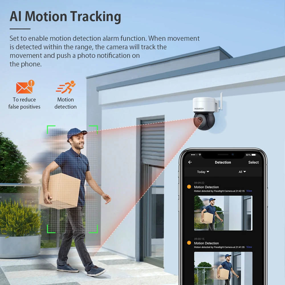 INQMEGA 5MP Tuya Outdoor PTZ Camera Ai Human Detect 1080P Security CCTV Add Google home And Alexa Wifi IP | Безопасность и защита